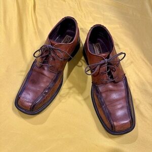 Clarks Active Air Men’s 10M Brown Leather Lace Up Square Toe Dress Casual Shoes